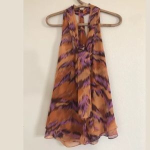 DVF Diane von Furstenberg orange purple print top
